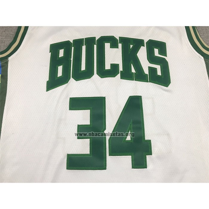 Camiseta Milwaukee Bucks Giannis Antetokounmpo NO 34 Ciudad 2021-22 Blanco